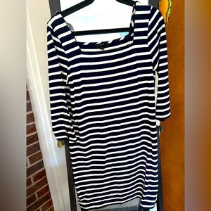 JCrew Square Neck Striped 3/4 Sleeve Dress (size 10)